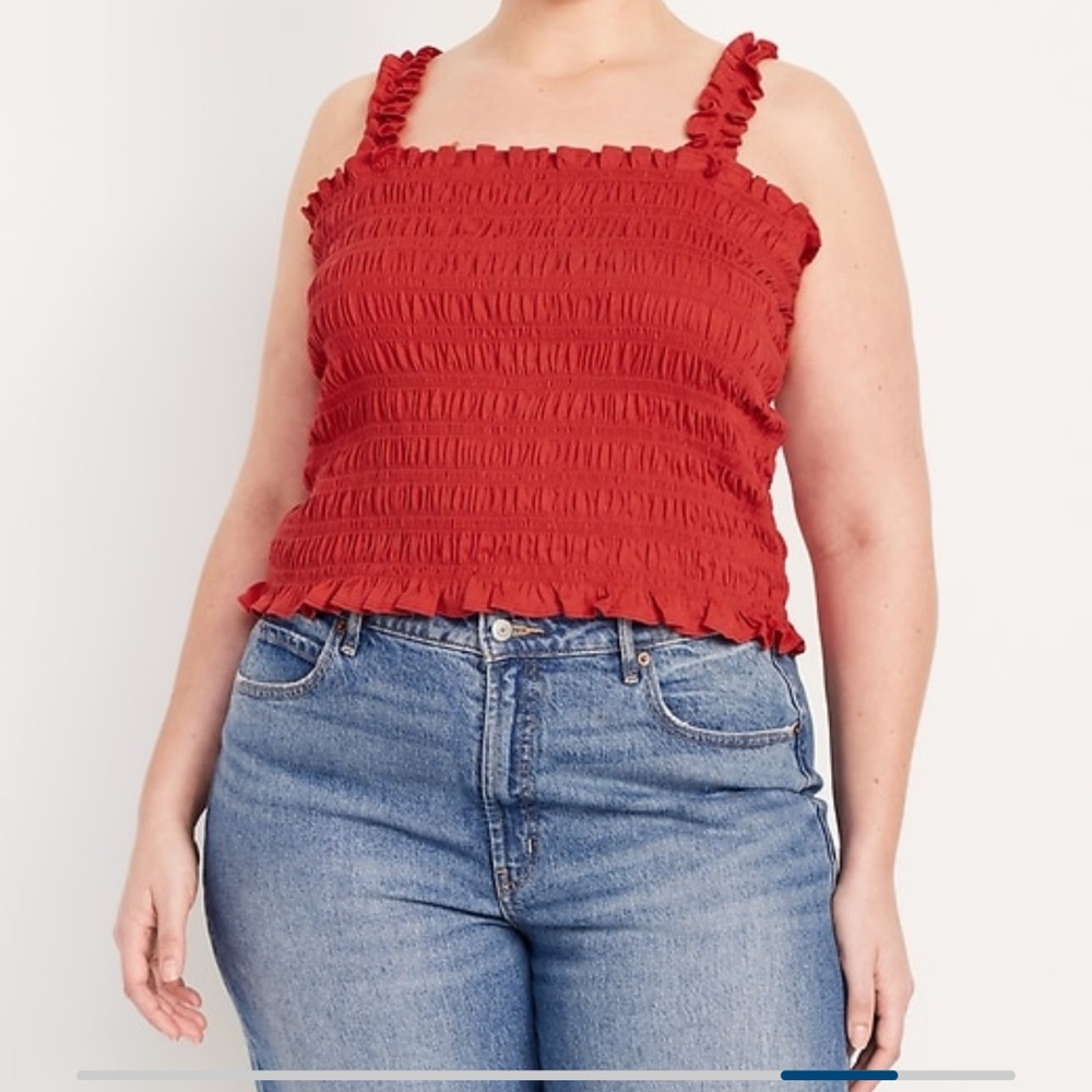 Women's Red Smocked Top